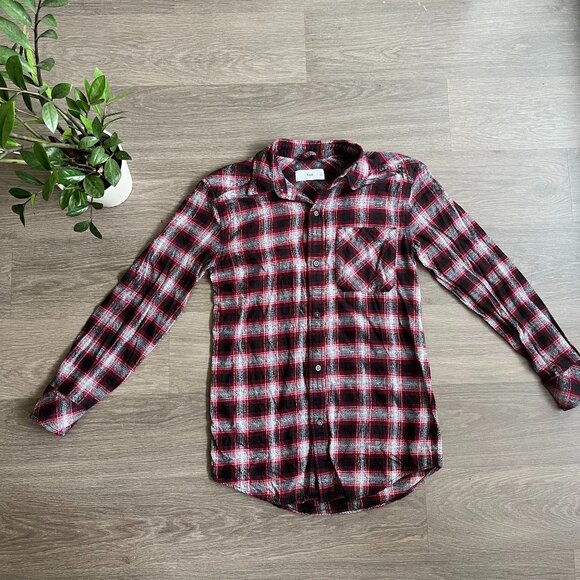 TNA Red & Black Plaid Flannel Button Down Shirt - Picture 1 of 9